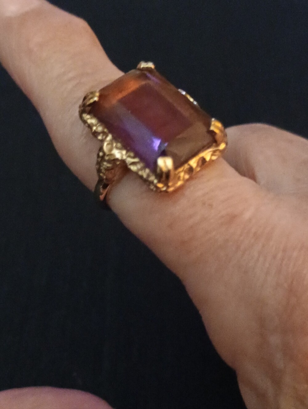 Vintage Glass Amethyst Ring with By Sara Coventry Women's Jewelry